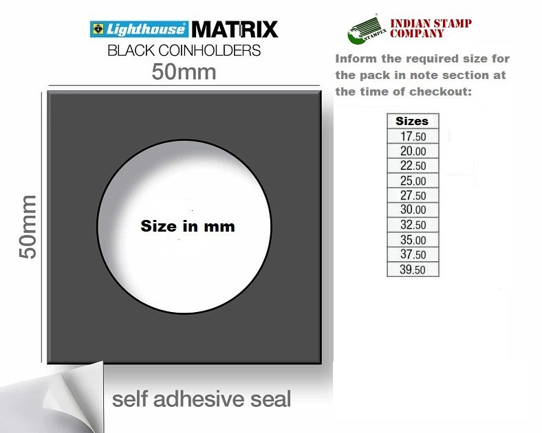 Matrix Coin Holders, Black, Inside Ø 39,5 mm, Self-Adhesive, Pack of 100