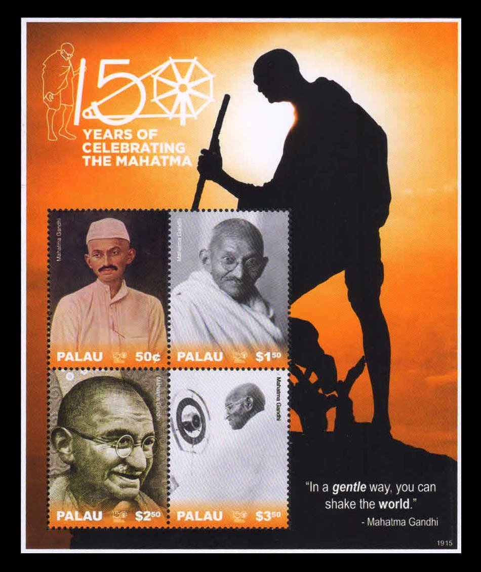 PALAU 2019 - 150th Birth Anniversary of Mahatma Gandhi, Miniature Sheet of 4 Stamps